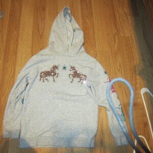365 kids garanimals girls Unicorn Sequin Gray Sparkle Hoodie Size 6